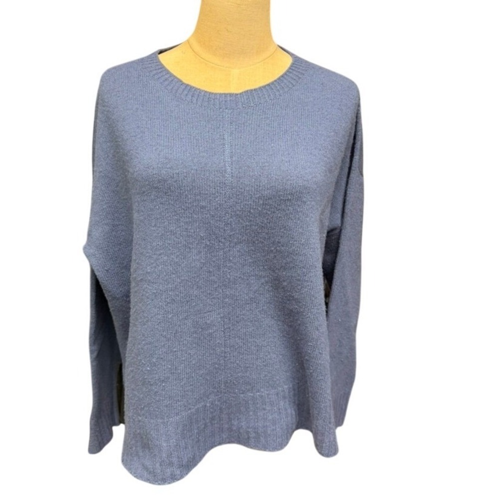 "Bianco & Blu" Italy Blue Merino Wool Cashmere Blend‎ Crewneck Sweater SZ L Soft